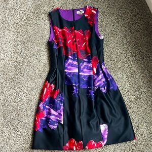 Calvin Klein dress.  Black, red, purple.  Size 10